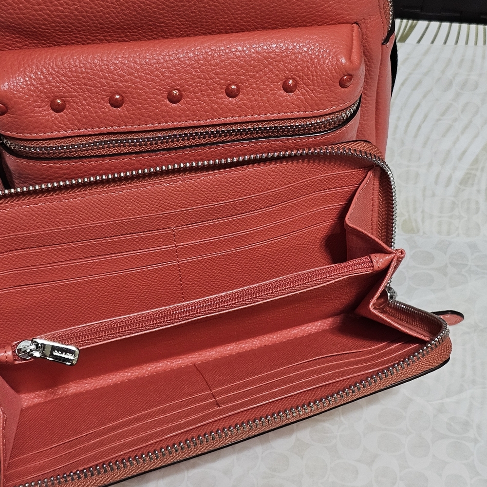 Coach Charlie Mini Coral Leather Backpack & Matching Wallet Studs F45070 Silver - Picture 14 of 14